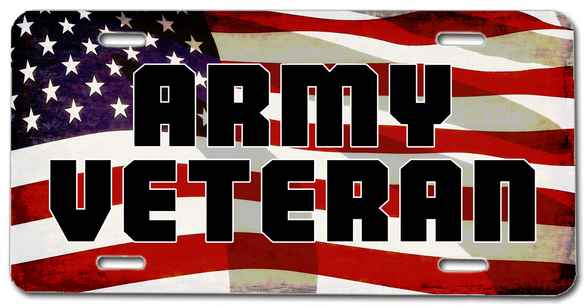 US Military Veteran License Plates - Army, Air Force, Navy