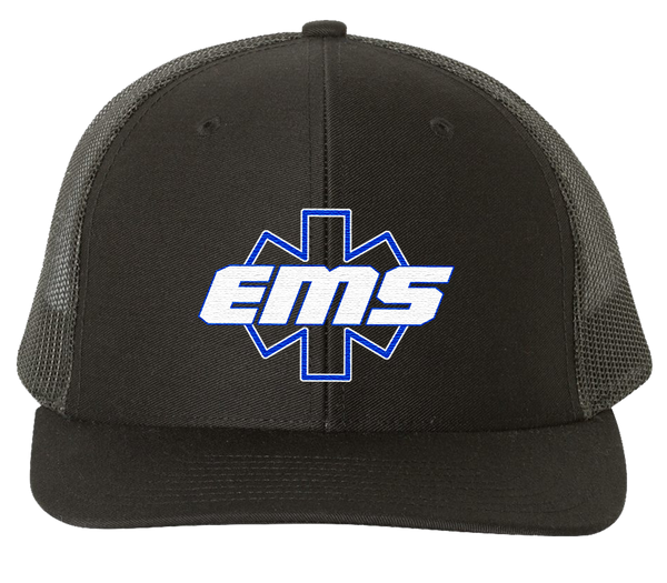 EMS Star of Life Embroidered On Richardson 112 Trucker Hat