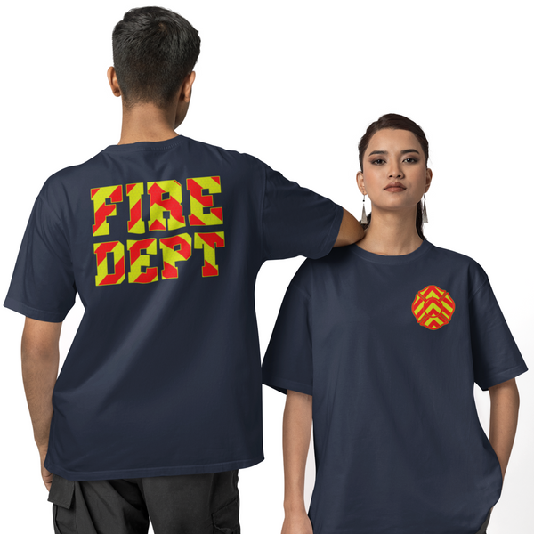 Fire Dept Red & Yellow Chevron Unisex T Shirt