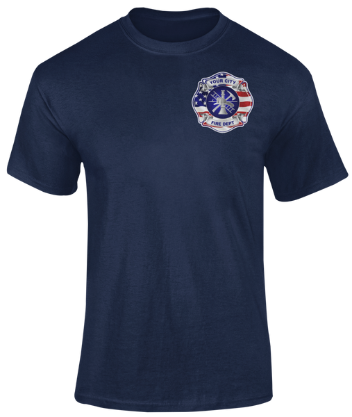 Maltese Cross Flag Background Fire Department Custom/Personalized T Shirts