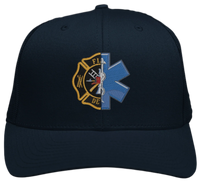 FireMedic Embroidered Hat Firefighter Paramedic Symbols Star of Life with Florian Cross On Richardson 112 Trucker Hat