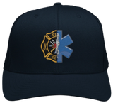 FireMedic Embroidered Hat Firefighter Paramedic Symbols Star of Life with Florian Cross On Richardson 112 Trucker Hat