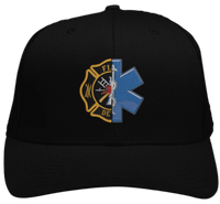 FireMedic Embroidered Hat Firefighter Paramedic Symbols Star of Life with Florian Cross On Richardson 112 Trucker Hat