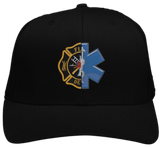 FireMedic Embroidered Hat Firefighter Paramedic Symbols Star of Life with Florian Cross On Richardson 112 Trucker Hat