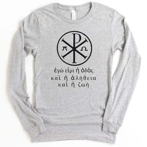 Greek Symbol and Text Christian Bella+Canvas Long Sleeve T Shirt - Pooky Noodles