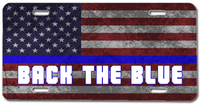 Law Enforcement Blue Line American Flag Personalized License Plate - Cold Dinner Club