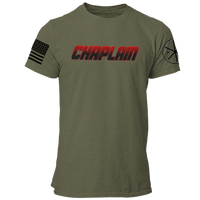 Fire Dept Chaplain T Shirt with Advancing US Flag and Chi Rho on Sleeves - Pooky Noodles