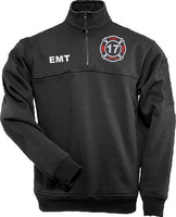 5.11 Tactical 1/4 Zip Black Job Shirt with Custom Embroidered Logo, Badge, or Patch plus Name