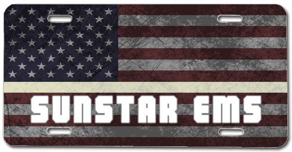 EMS White Line American Flag Personalized License Plate - Cold Dinner Club