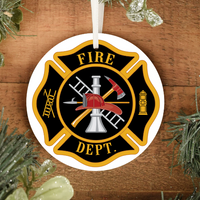 Firefighter Personalized Ornament | Firefighter Cross Ornament | Florian Cross | Maltese Cross | Fire Department Gift | First Responders - Cold Dinner Club