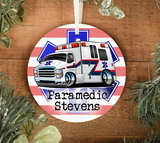 Paramedic Personalized Ornament | Thin Red Line Paramedic Ornament | First Responder Gifts | Durable Metal - Cold Dinner Club