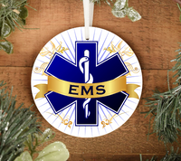 EMS Personalized Ornament | Caduceus Medic Cross Ornament | Paramedic Gifts | EMT Gifts | First Responders - Cold Dinner Club