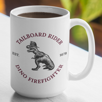 Tailboard Rider Dino Firefighter Mug Large 15 Ounce Coffee Mug - Cold Dinner Club