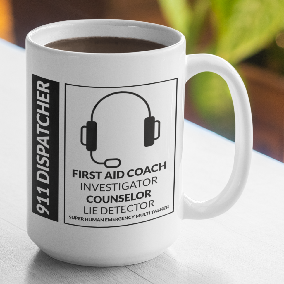 911 Dispatcher Super Human Emergency Multi Tasker Large Coffee Mug