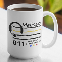 911 The Calm In The Chaos Dispatcher Cup Personalized Large 15 Ounce Coffee Mug - Cold Dinner Club