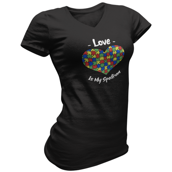 Love Is My Spectrum Autism Awareness V Neck Tee Shirt - Pooky Noodles