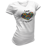 Love Is My Spectrum Autism Awareness V Neck Tee Shirt - Pooky Noodles